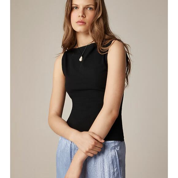 J Crew Stretch Cotton Shell Top 3X Black NWT Blouse Shirt CO028 J.Crew - Picture 1 of 5